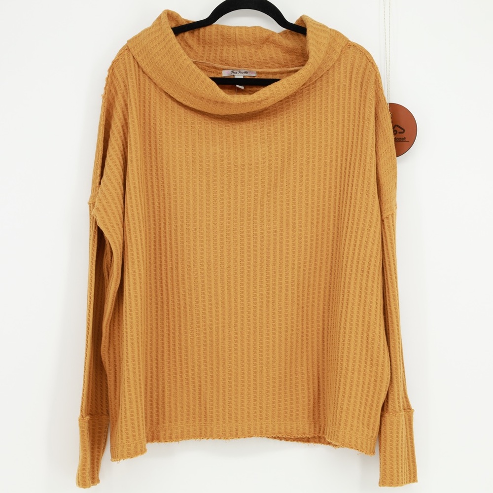 FREE PEOPLE Juicy Long Sleeve Open Back Waffle Knit Top - Canyon Moon‎
